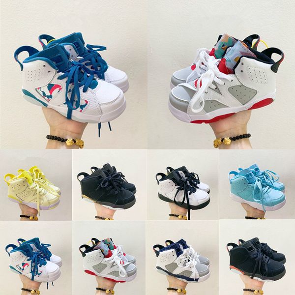 

2021 kids boy girls children shoes 6 basketball shoes outdoor sports shoes gym red chicago 6s golf baby toddler children trainers, Black