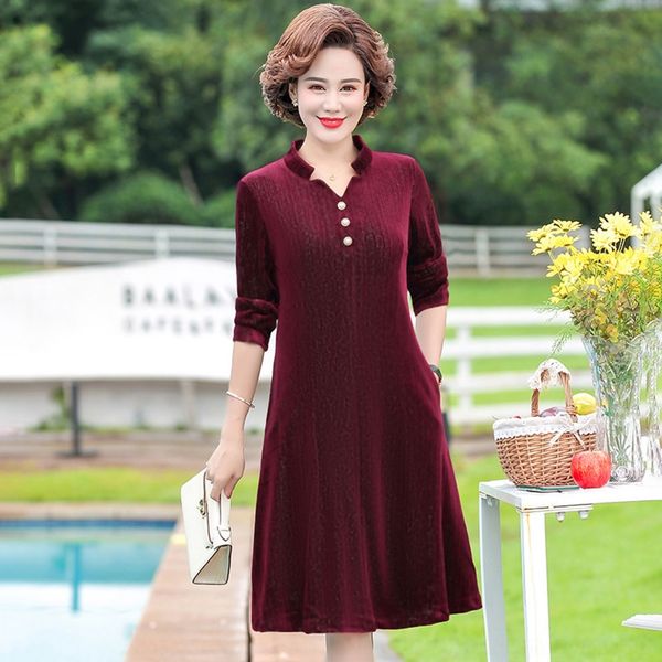 

beqqa mom dress western women's women's summer western middle-aged noble over-the-knee 2020 new temperament middle-aged style clot, Black;gray