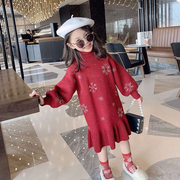 

version clothing korean autumn pullover winter thickened girl's woolen drs children's sweater girl, Blue