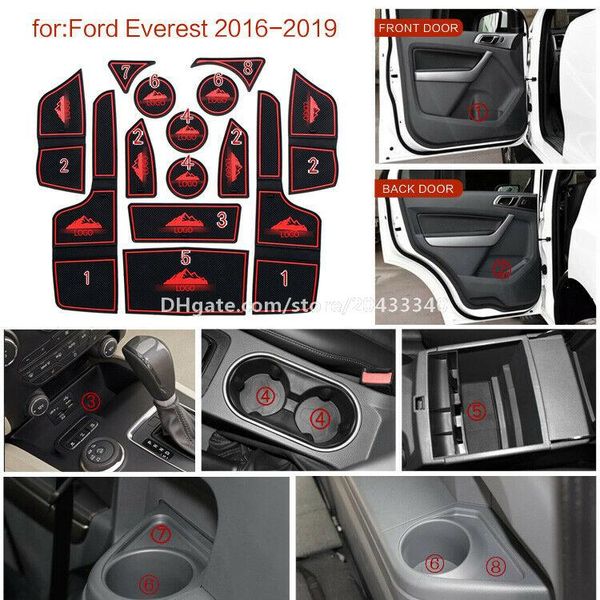

car gate slot pad water coaster interior non-slip mats for ford everest 16-2019