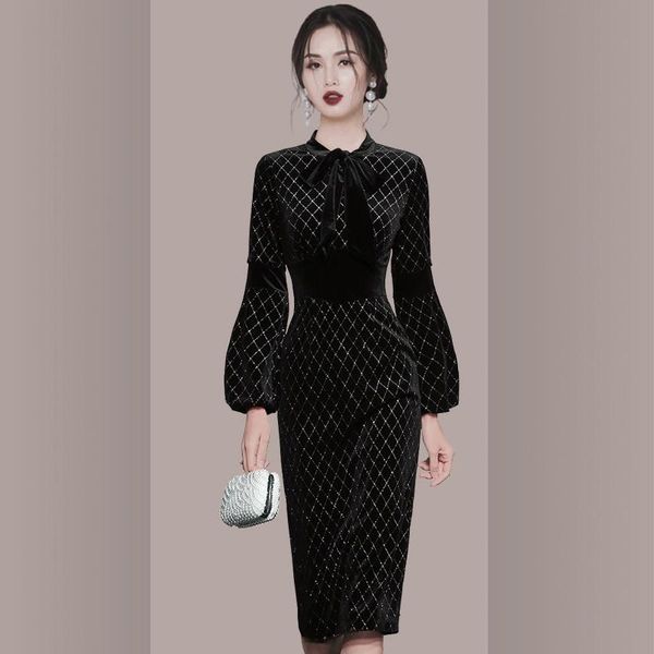 

casual dresses coigarsam full sleeve women long dress spring black 3228, Black;gray