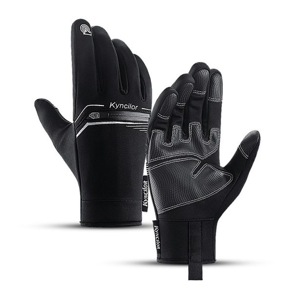 

outdoor autumn and winter new touch screen warm cycling gloves windproof lady anti water sports gloves male, Blue;gray