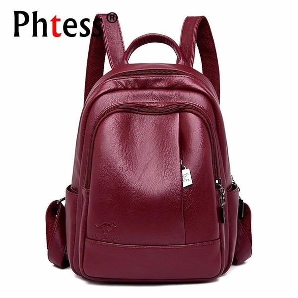 

2020 women leather backpacks rucksacks for girls solid travel luxury designer bagpack ladies sac a dos female pack