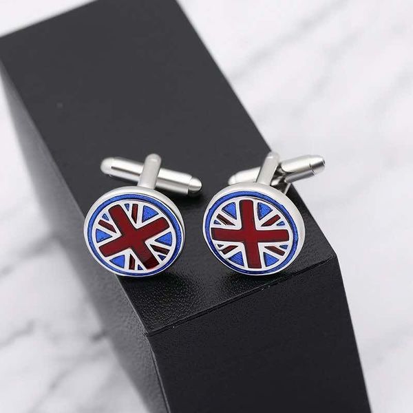 

High quality metal business cufflinks, retail 1 pair of British flag cufflinks men's long sleeve shirt enamel cufflinks jewelry1, Silver;golden