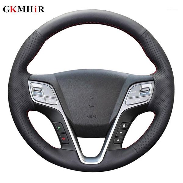 

black artificial leather steering cover black car steering wheel cover for ix45 santa fe 2013 2014 2020 20201