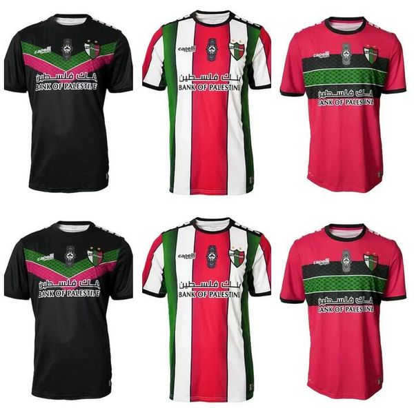 

22 23 palestino mens soccer jerseys 2022 2023 club jimenez benitez cortes home red white away black football shirt short sleeve uniforms, Black;yellow