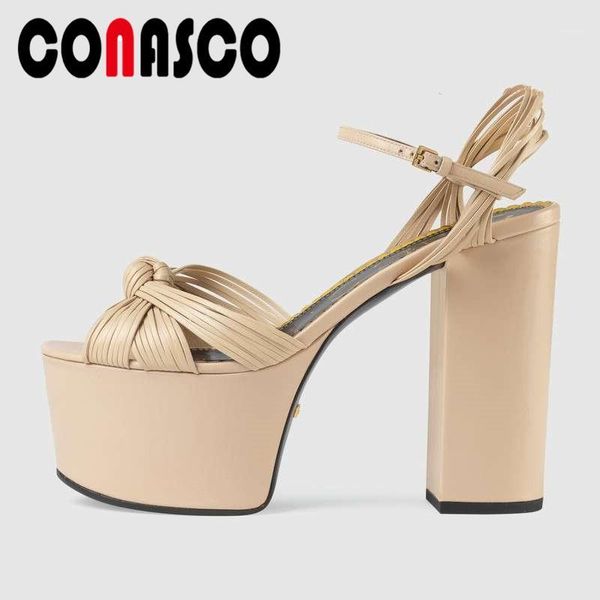 

conasco fashion women sandals platforms summer 2020 new narrow band women pumps super high heels wedding party shoes woman1, Black