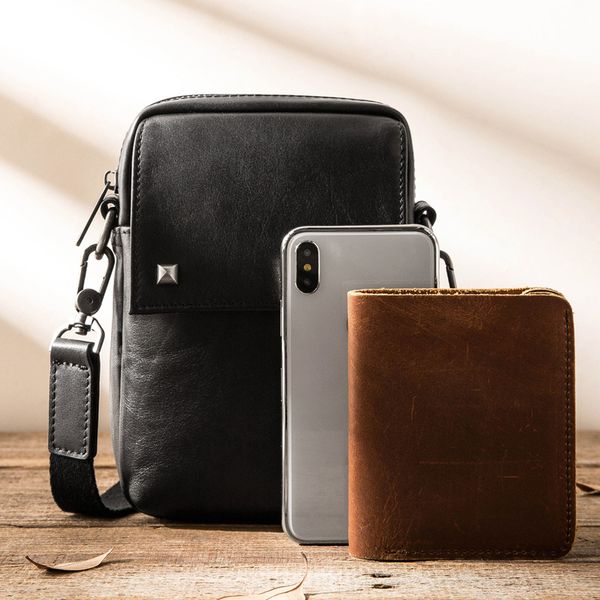 

2022 hbp aetoo leather men mini bag, head leather trend slant bag, casual all-match one-shoulder bag