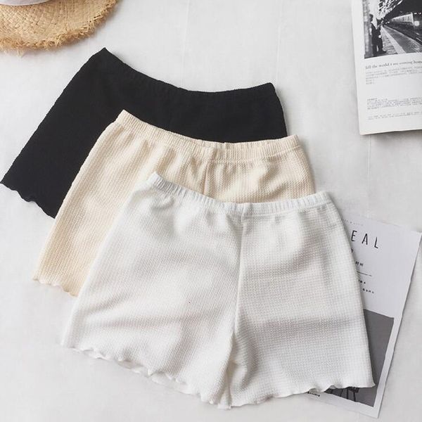 

women soft solid color seamless safety short summer under skirt breathable shorts, White;black