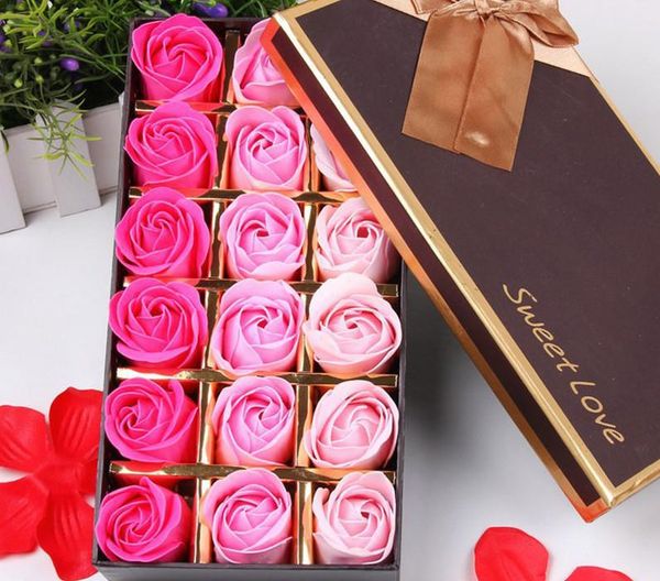 

decorative flowers & wreaths 2021 18pcs scented paper rose bath soap set creative gift box for valentine's day wedding party decoration