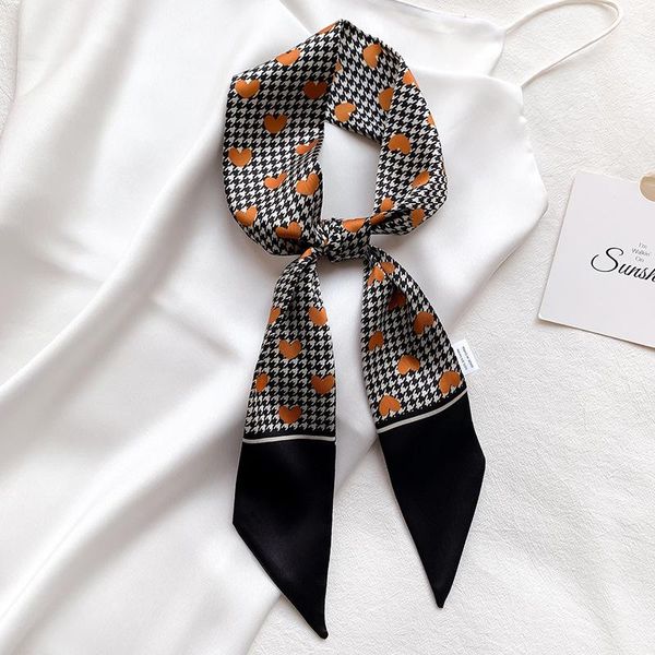 

scarves 2021 lady silk skinny hair scarf women fashion printed neck tie spring small bag ribbon foulard accessories, Blue;gray