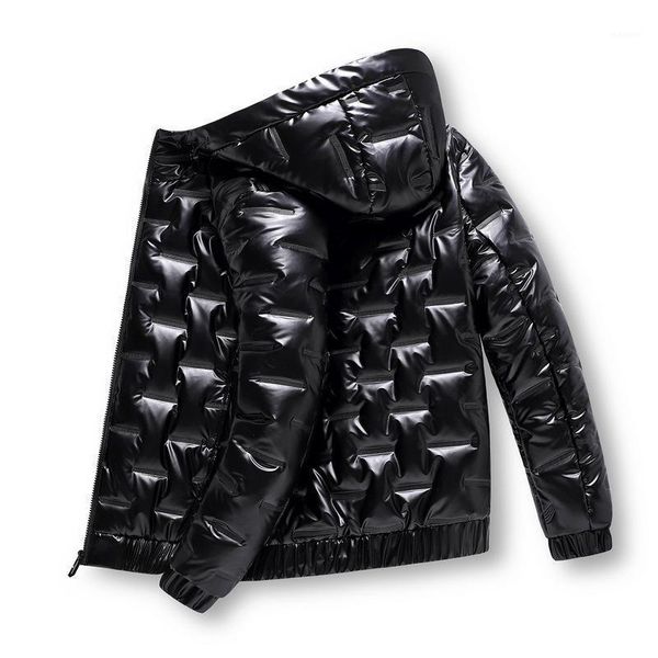 

winter warm cotton padded clothes men hooded coat bright face waterproof south korea fashion 4712701, Black