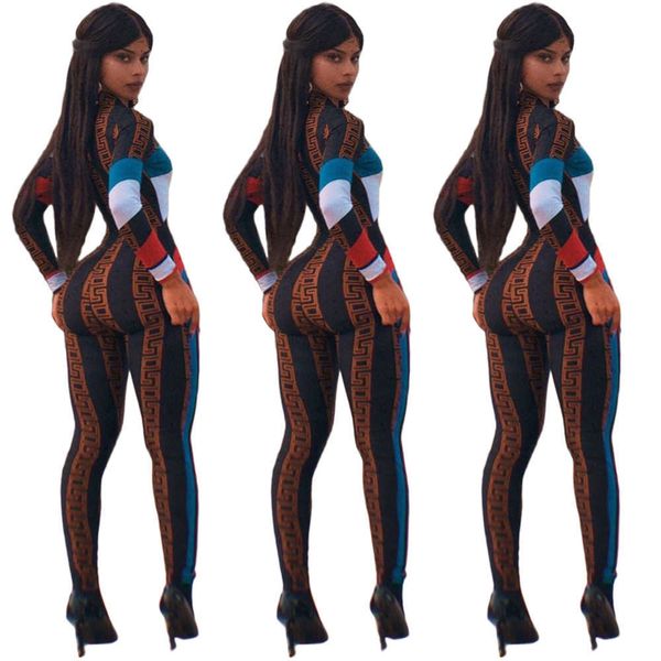 

printed y5170 new women's fashion splicing jumpsuit, Black;gray