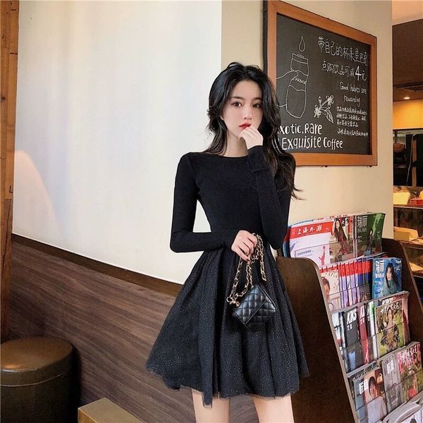 

new 2021 spring female short around her neck fine dress sweater knitted y242 53tz vp8x, Black;gray