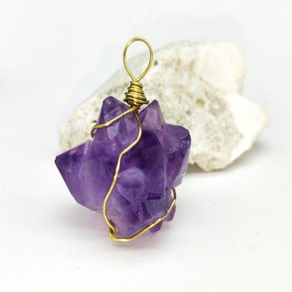 

3pcs/lot wholesale irregular unique amethysts purple crystal natural stone charms pendant women diy necklaces for jewelry making1, Black