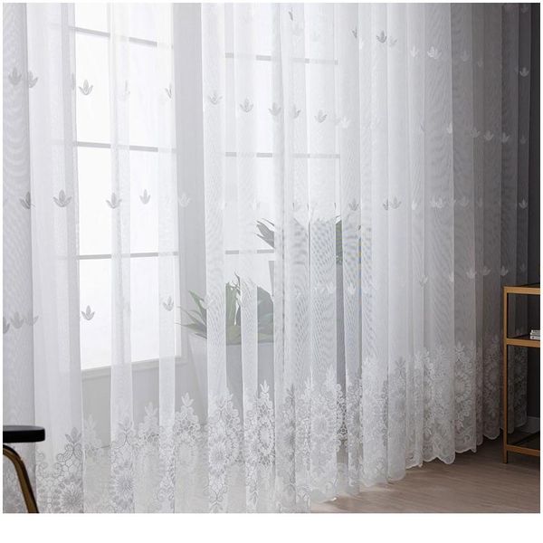 

embroidered floral white tulle window screen curtain for living room bedroom luxury sheer voile curtain blind drapes do bbyotr