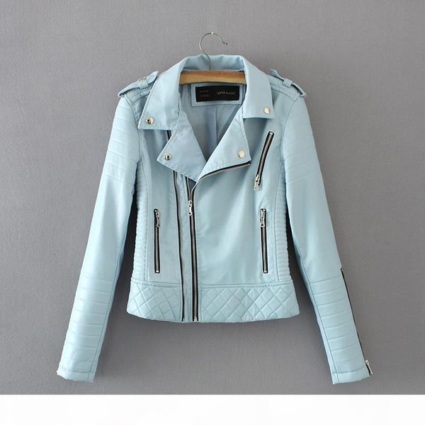 

fashion women spring autumn faux leather jackets lady motorcyle zipper biker blue coat outerwear plus size jacket female, Black;brown