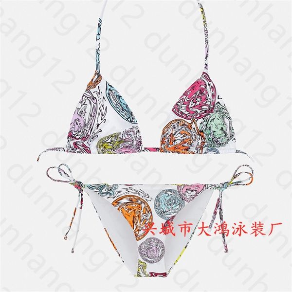 

bikini split swimsuit women's english letter neck strap swimsuit dahong swimsuit factory, White;black