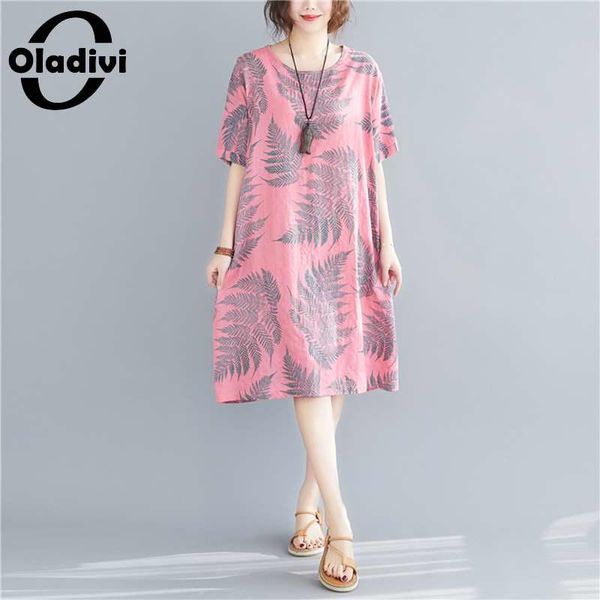 

casual dresses oladivi big plus size women fashion print cotton linen shirt dress lady summer cool loose tunic vestidios 5xl 4xl, Black;gray