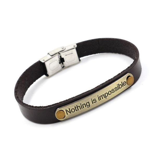 

eif dock vintage casual braided letter nothing is impossibleleather bracelets hand men & women couple qylvds
