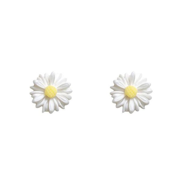 

sweet acrylic small daisy stud earrings for women girls new flower white and yellow earring wedding bridal par sqcmjg homes2007, Golden;silver