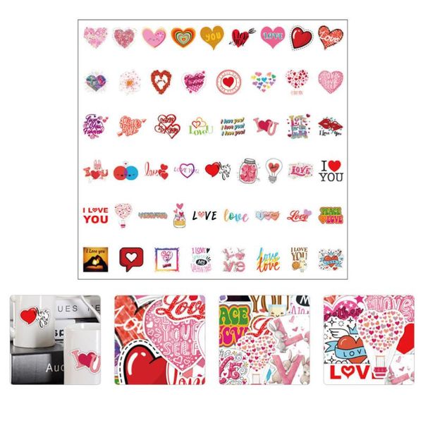 

1 set/50pcs valentine's day stickers love loving heart graffiti stickers decor