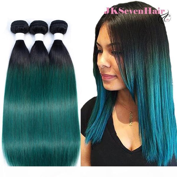 

1b dark green brazilian virgin human hair 3 bundles straight two tone dark green malaysian peruvian indian remy hair weaves factory sale, Black