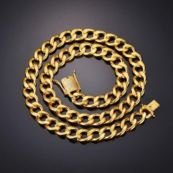

2020 gold color 12mm iced out zircon cuban necklace chain hip hop jewelry copper material cz clasp mens necklace link 24,28 inch, Silver