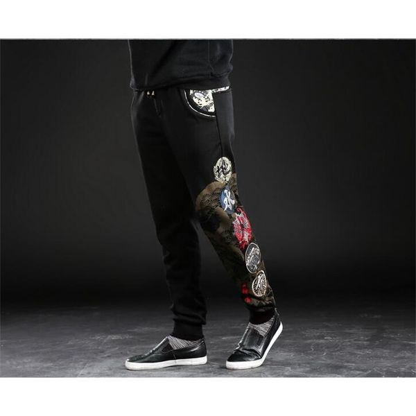 

2021 new the embroidery japanese designer sweaterpants autumn and winter personality fashion brand casual trousers luxury design dxm9, Black