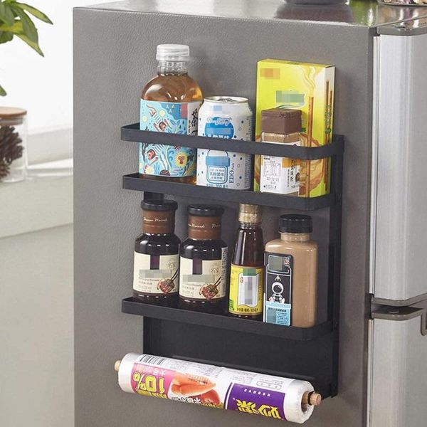 

hooks & rails magnetic storage rack refrigerator creative kitchen supplies folding fridge shelf multi functional
