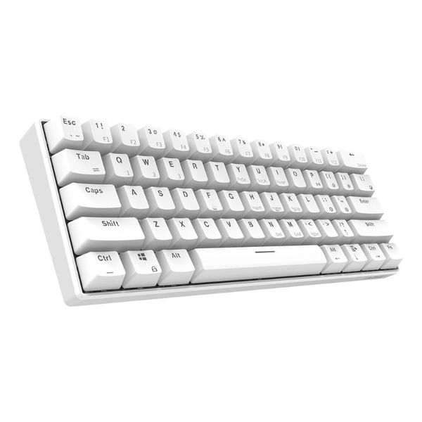 

ajazz i610t rechargeable bluetooth wireless/wired dual-mode 61 key mechanical keyboard blue with white backlight