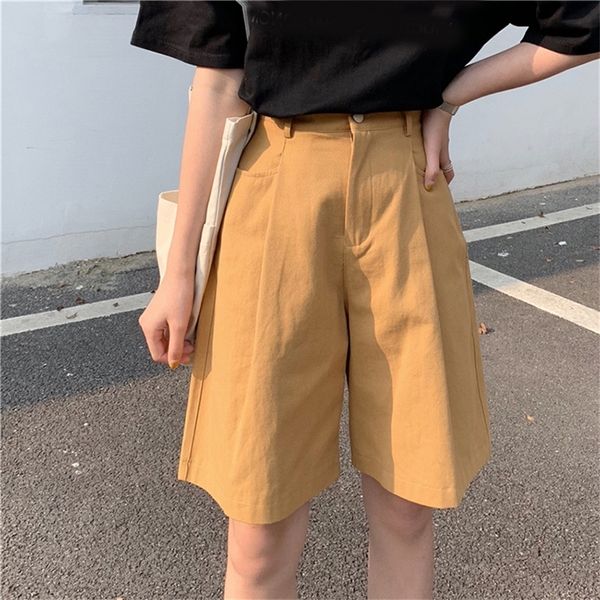 

fashion summer casual half midi shorts women leisure loose wide leg pantalon femme white shorts female cotton street wear s m  y200512, White;black
