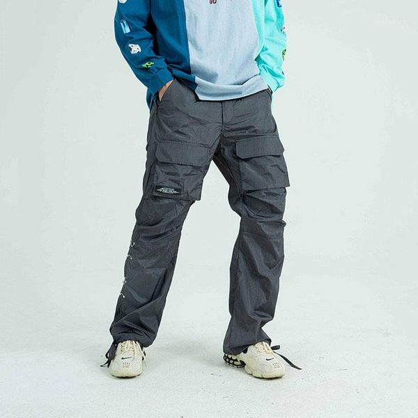 

ewq / men's wear functional multi-bag causal pants harajuku fashion high street trench coat fabric folding loose trousers 9y34821, Blue