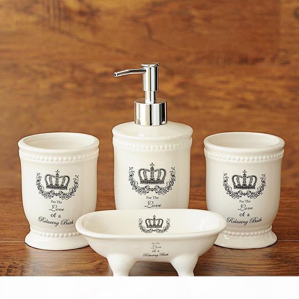 

ceramic crown bathroom accessories covered 4 times the british style of home decoration product that defend bath set gift