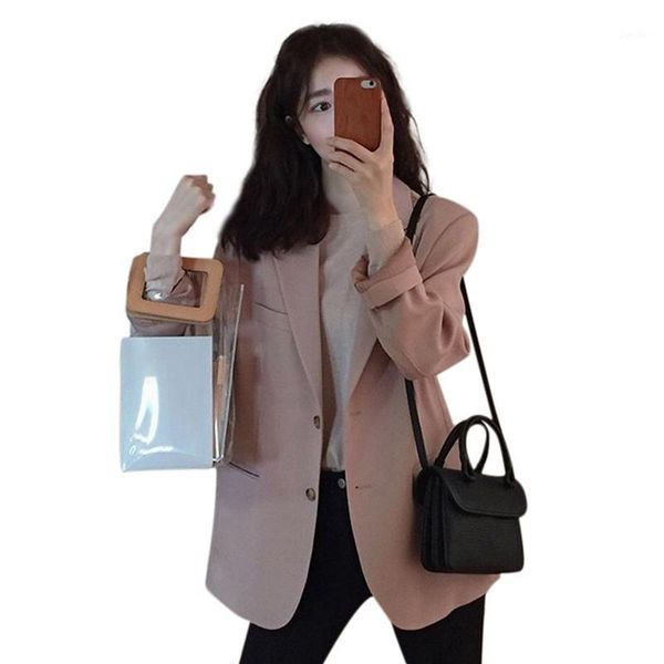

dropshipping solid color jackets women spring lapel casual long sleeves slim warm coat blazer1, White;black