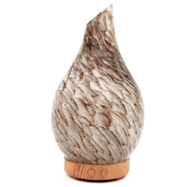 

art glass ultrasound aroma diffuser household ultrasound humidifier bedroom essential oil aromatherapy machine(gray leopard seven-color ligh