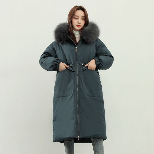 

2021 newoversized winter jacket women long thicken fur hooded female coat big pockets womens clothing 8kjk, Black