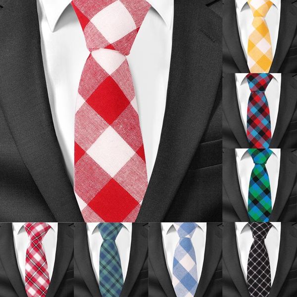 

men tie plaid cotton neckties for men casual striped slim ties for wedding party 6cm width skinny groom neck ties gravatas, Black;gray