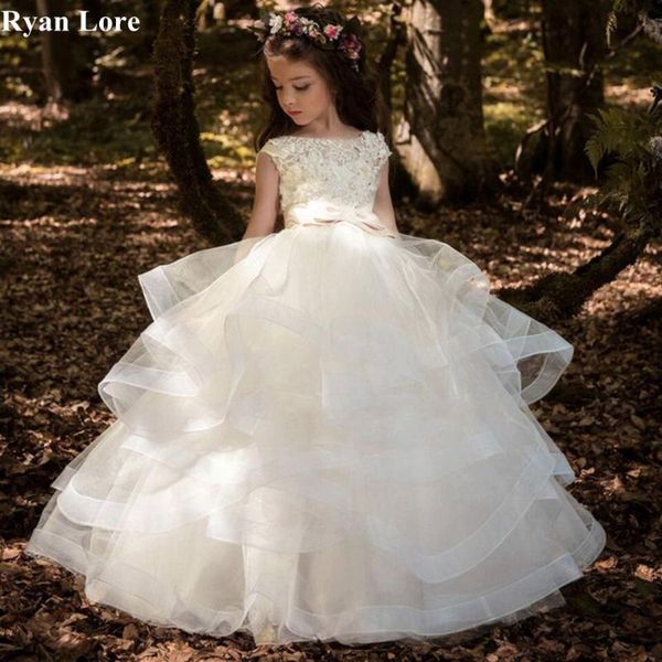 

elegant flower girl dresses 2020 appliques short sleeve ruffles kids princess pageant gowns for weddings first communion dresses, Red;yellow