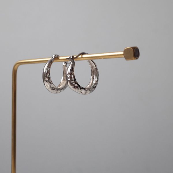 

hoop & huggie ghidbk 925 sterling silver irregular hammered earrings minimalist statement circle chic aesthetics jewelry, Golden;silver