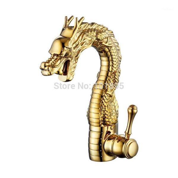 

luxury deck mounted 3 colors brass material of single handle artistic dragon tap1