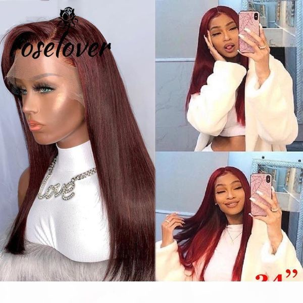

13x6 1b 99j lace front human hair wigs for black women straight ombre colored human hair wig burgundy lace wigs brazilian remy, Black;brown