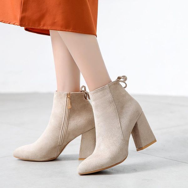 

boots 2021 winter women shoes woman high heels ankle booties drop, Black