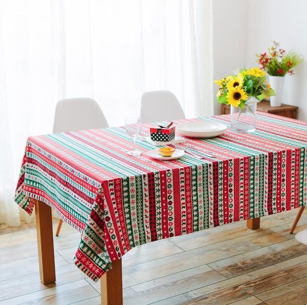 

new year home decor christmas tablecloth xmas tree deer snow printed cotton&polyester table cloth dust cover 140*200cm 5 size1