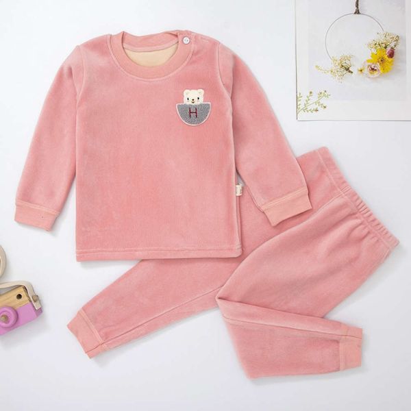 

winter plush underwear suit children's warm pajamas for 2-10 years old, Blue;red