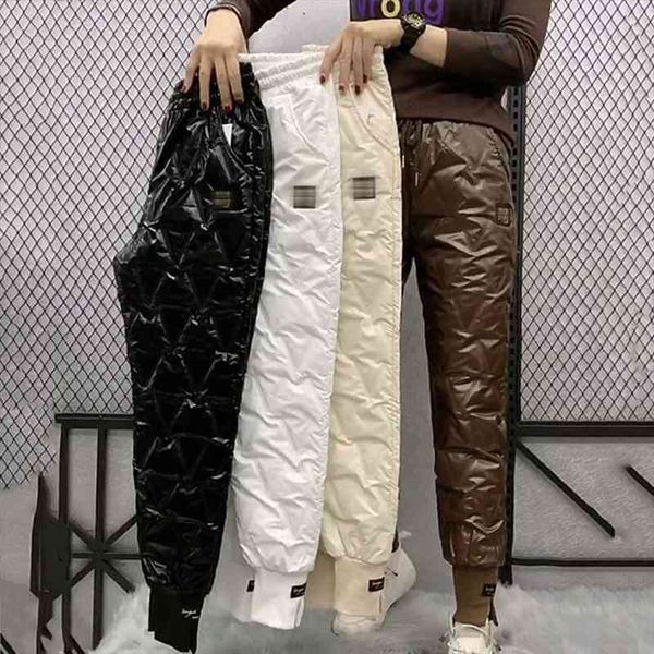 

autumn cotton trousers for womens snow outerwear winter high waist thick feet harem pants warm casual pants, Black;white