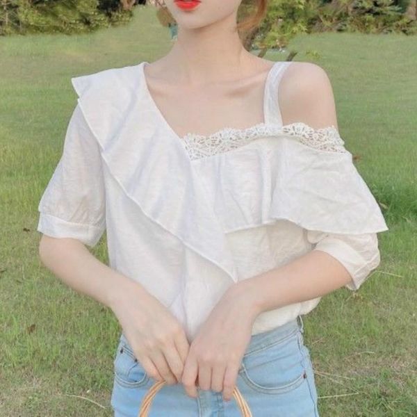 

elegant blouse women off shoulder sweet loose chiffon shirt japan style kawaii womens blouse white shirt for summer 2020