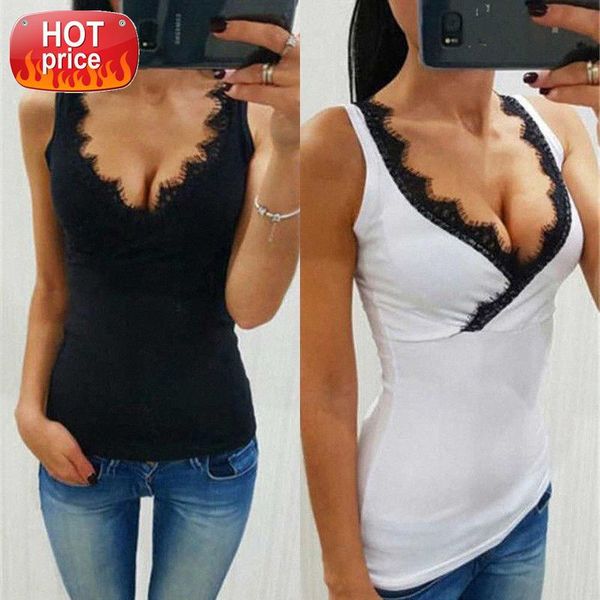 

new women summer lace vest sleeveless blouse casual tank t-shirt s-xl #xy9o, White