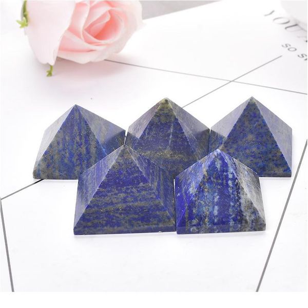 

natural crystal pyramid lapis lazuli healing stone reiki energy quartz meditation ornaments natural stone carved tow qylzoi, Black