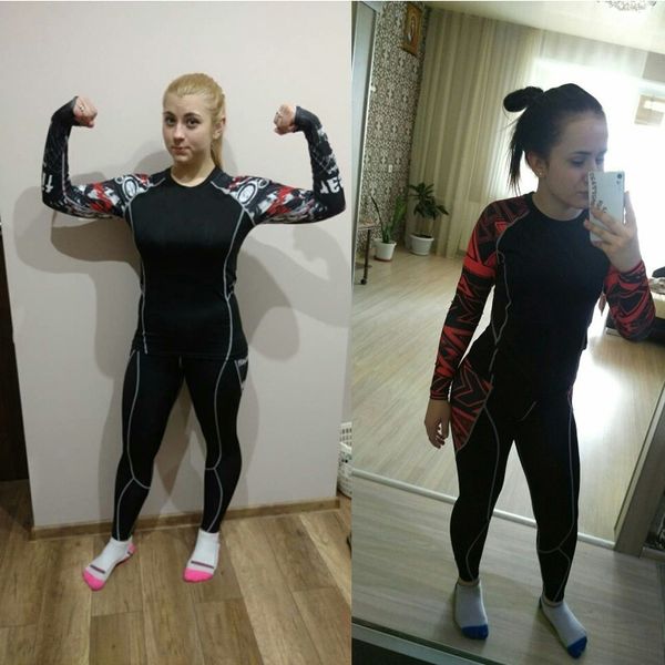 

winter clothing tracksuit women thermal underwear set running compress pants women tights rashgarda leggings exercise woman 201027, Black;pink
